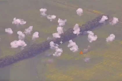 A screen grab from a video released by the Russian Ministry of Defense shows Russian forces reportedly launching a missile attack against Ukrainian troops at the border near Kursk Oblast, Russia, on August 7, 2024.